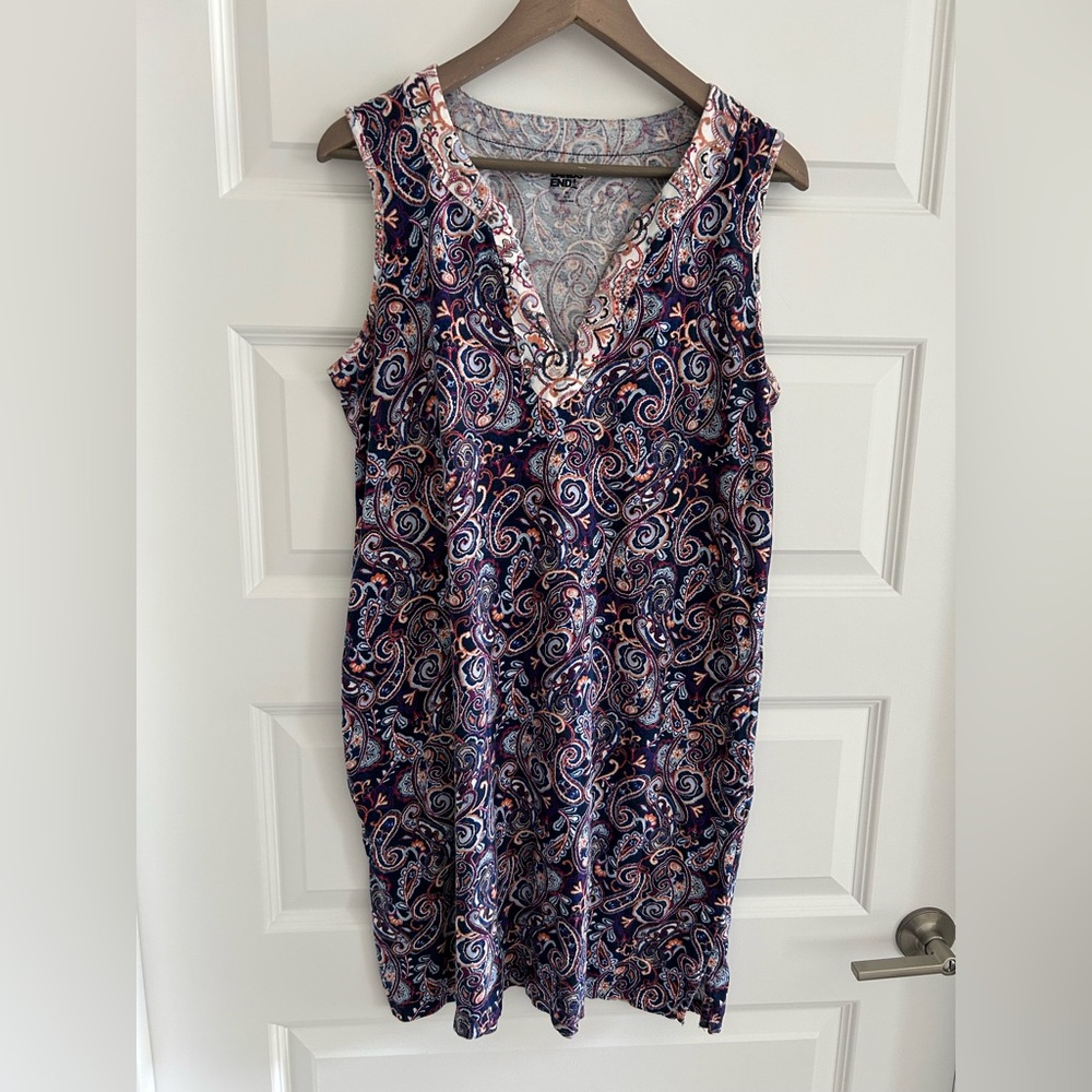 Lands End Paisley Dress Blue Size M 10 - 12